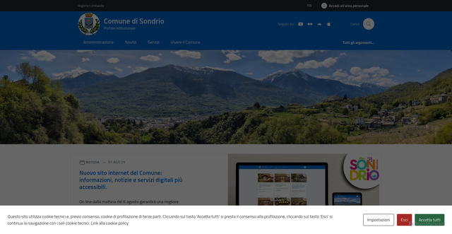 Security scan screenshot of https://comune.sondrio.it/
