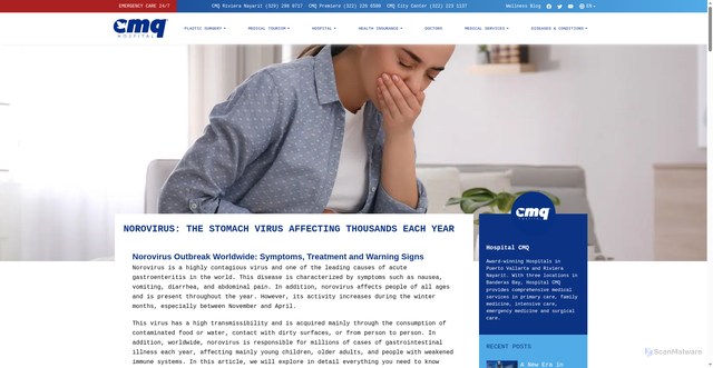 Security scan screenshot of https://hospitalcmq.com/blog/norovirus/