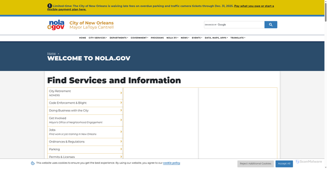 Security scan screenshot of https://nola.gov/