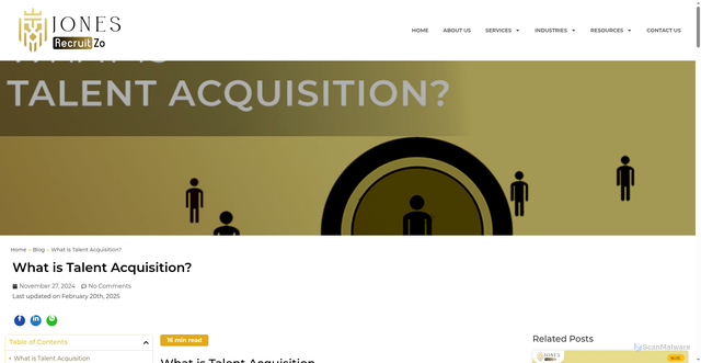 Security scan screenshot of https://www.jonesrecruitzo.com/blog/what-is-talent-acquisition/