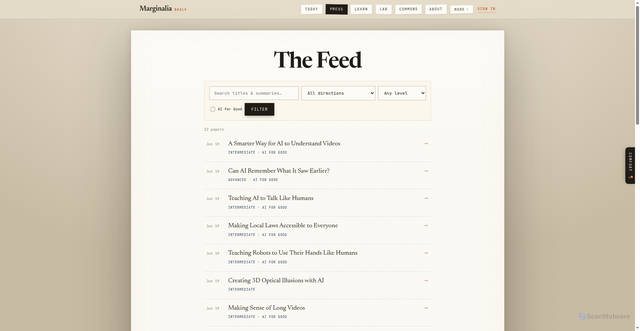 Security scan screenshot of https://marginalia-1el.pages.dev/feed