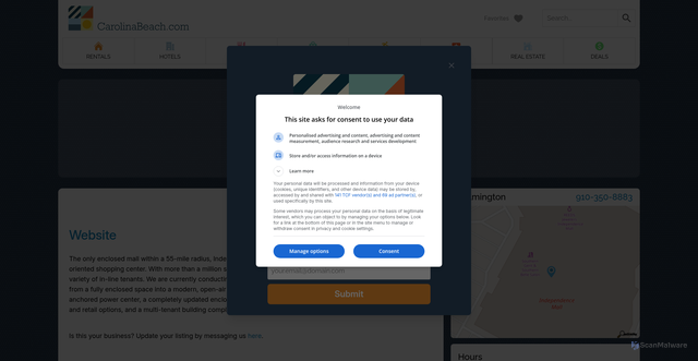 Security scan screenshot of https://www.carolinabeach.com/independence-mall.html