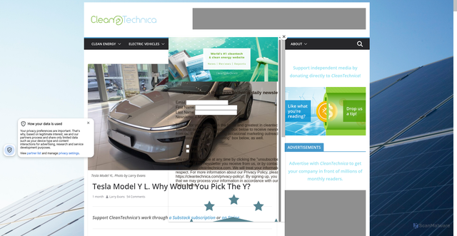 Security scan screenshot of https://cleantechnica.com/2026/05/09/tesla-model-y-l-why-would-you-pick-the-y/