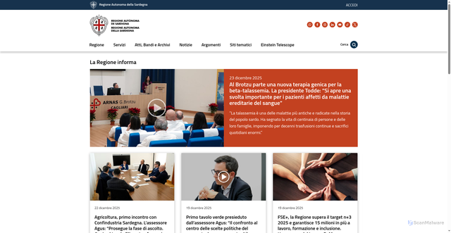 Security scan screenshot of https://www.regione.sardegna.it/