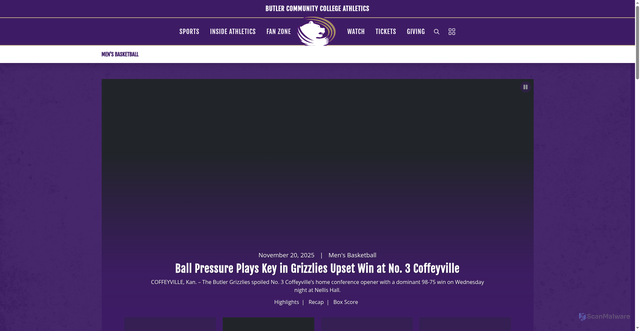 Security scan screenshot of https://www.butlergrizzlies.com/sports/mbkb/index