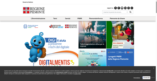 Security scan screenshot of https://www.regione.piemonte.it/