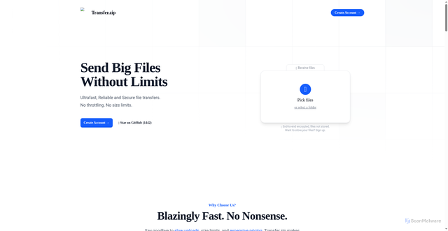 Security scan screenshot of https://transfer.zip