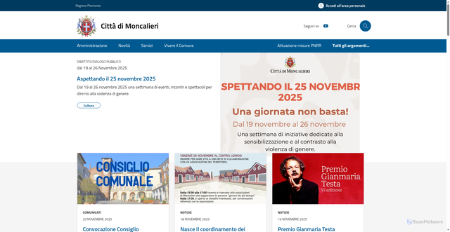 Security scan screenshot of https://www.comune.moncalieri.to.it/