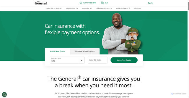 Security scan screenshot of https://www.thegeneral.com