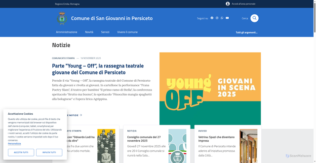 Security scan screenshot of https://www.comune.sangiovanniinpersiceto.bo.it/