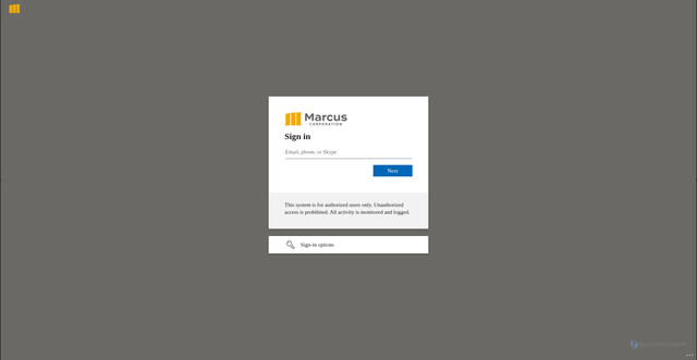 Security scan screenshot of https://marcuscorp0-my.sharepoint.com