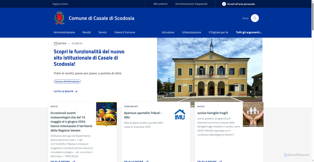 Security scan screenshot of https://www.comune.casale-di-scodosia.pd.it/