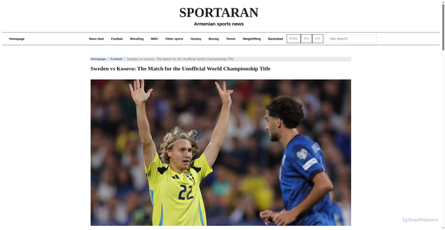 Security scan screenshot of https://sportaran.com/en/post/shveciya-kosovo-match-za-titul-neoficialnogo-chempiona-mira/
