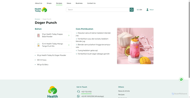 Security scan screenshot of https://www.healthtoday.id/id/recipes/recipe/doger-punch/