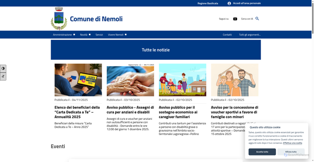 Security scan screenshot of https://www.comune.nemoli.pz.it/