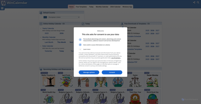 Security scan screenshot of https://www.wincalendar.com