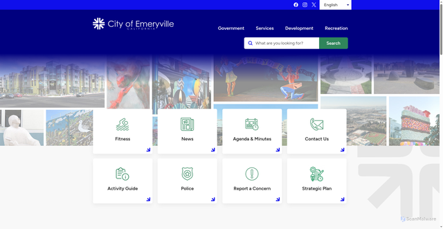 Security scan screenshot of https://www.emeryville.org/Home