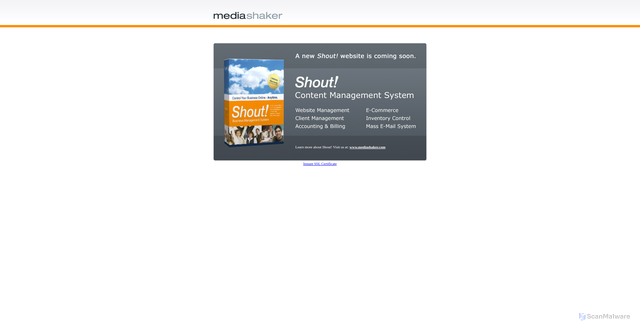 Security scan screenshot of https://shoutcms.net