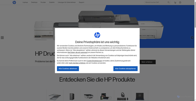 Security scan screenshot of https://www-redirect.ext.hp.com