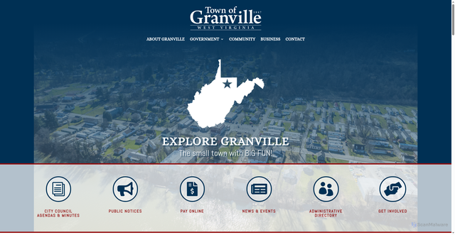 Security scan screenshot of https://townofgranvillewv.gov/