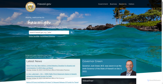 Security scan screenshot of https://portal.ehawaii.gov/