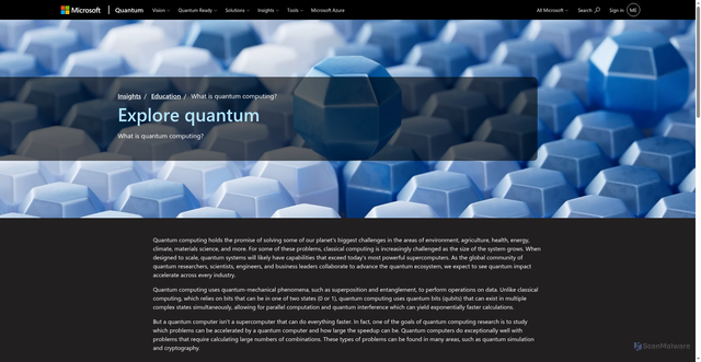 Security scan screenshot of https://quantum.microsoft.com/en-us/insights/education/concepts/what-is-quantum-computing