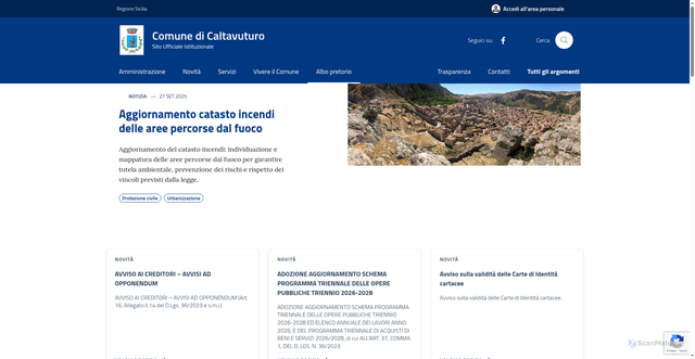 Security scan screenshot of https://comune.caltavuturo.pa.it/
