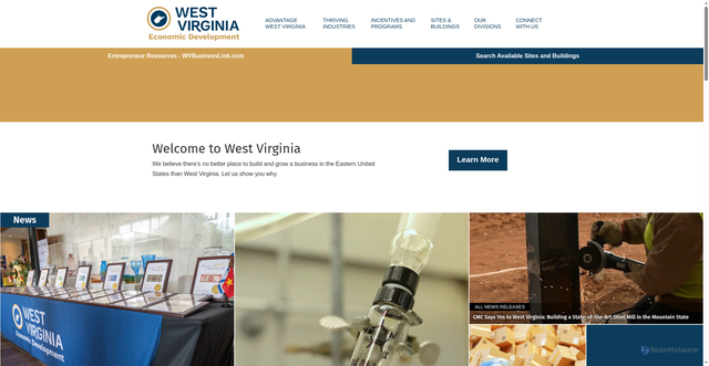 Security scan screenshot of https://westvirginia.gov/
