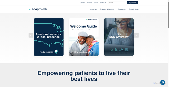Security scan screenshot of https://adapthealth.com/