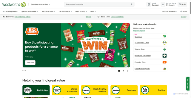 Security scan screenshot of https://woolworths.media