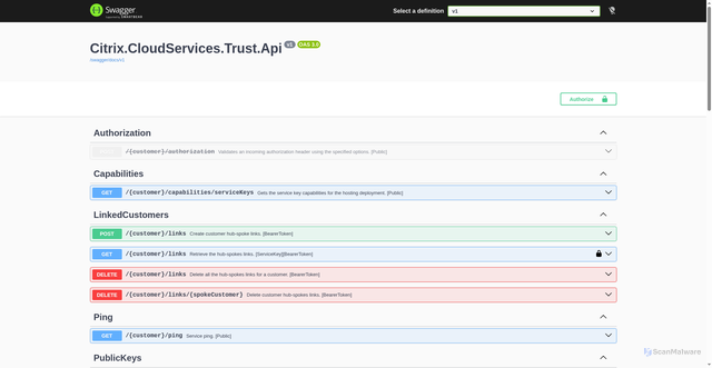 Security scan screenshot of https://trust-direct-australiaeast-release-a.citrixworkspacesapi.net