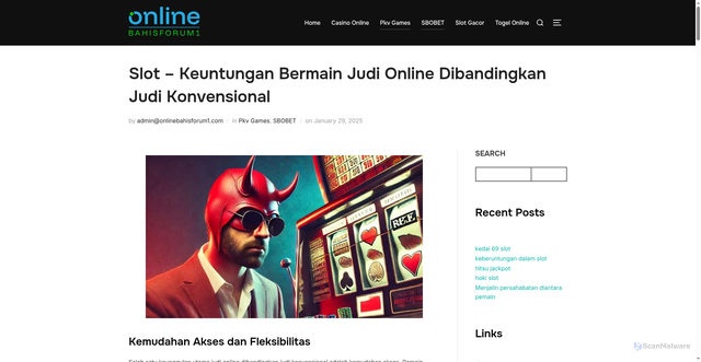 Security scan screenshot of https://onlinebahisforum1.com/slot-keuntungan-bermain-judi-online-dibandingkan-judi-konvensional/