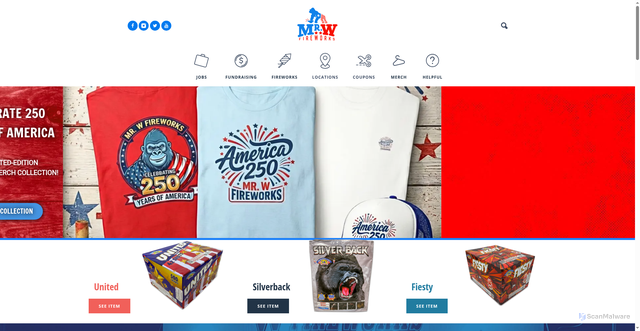 Security scan screenshot of https://mrwfireworks.com/