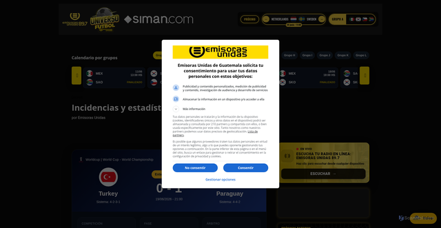 Security scan screenshot of https://emisorasunidas.com/universo-futbol/detalles-del-partido-turkey-vs-paraguay-763311/