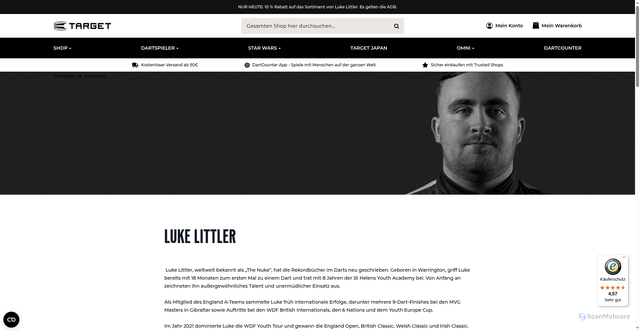 Security scan screenshot of https://www.targetdarts.com/luke-littler?srsltid=AfmBOopnPihdYJO4TMF5tpTkHHAK4alK9RVN0z-UEuYm6NX6zn2SmtNh