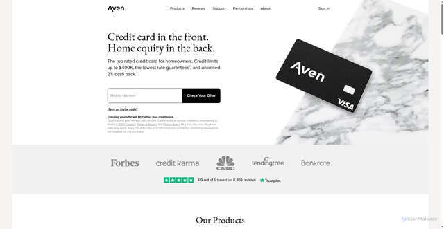 Security scan screenshot of https://aven.com