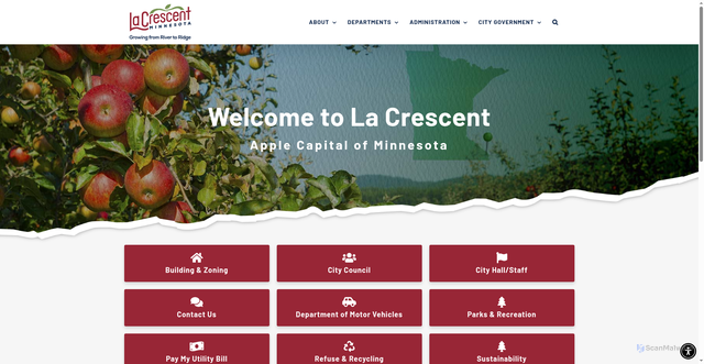 Security scan screenshot of https://www.cityoflacrescent-mn.gov/