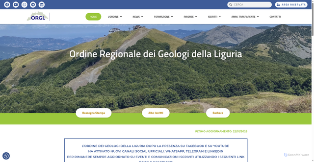 Security scan screenshot of https://www.geologiliguria.it/