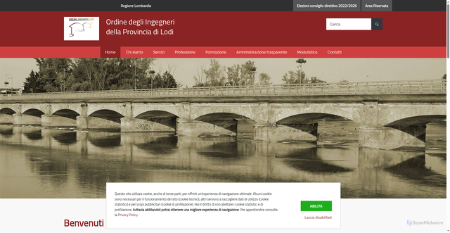 Security scan screenshot of https://www.ordineingegnerilodi.it/