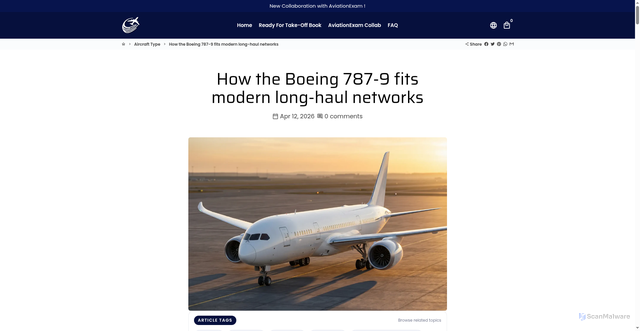Security scan screenshot of https://readyfortakeoffbook.com/blogs/aircraft-type/boeing-787-9