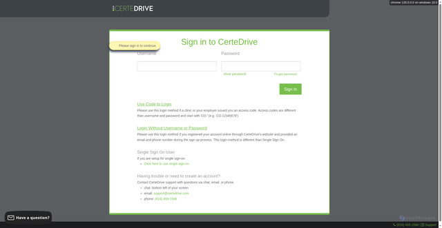Security scan screenshot of https://app.certedrive.com