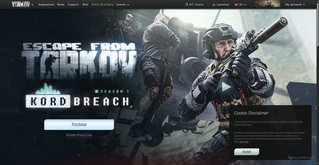 Security scan screenshot of https://escapefromtarkov.ru