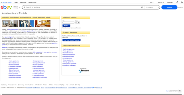 Security scan screenshot of https://pages.ebay.com/realestate/rentals.html