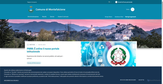 Security scan screenshot of https://www.comune.montefalcione.av.it/