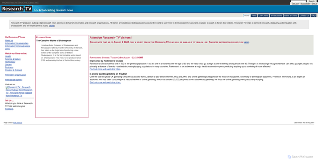 Security scan screenshot of https://www.rtv.warwick.ac.uk/