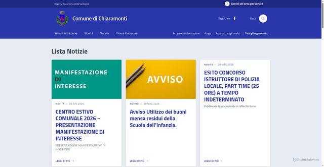 Security scan screenshot of https://www.comune.chiaramonti.ss.it