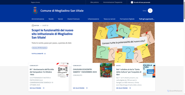 Security scan screenshot of https://www.comune.megliadinosanvitale.pd.it/