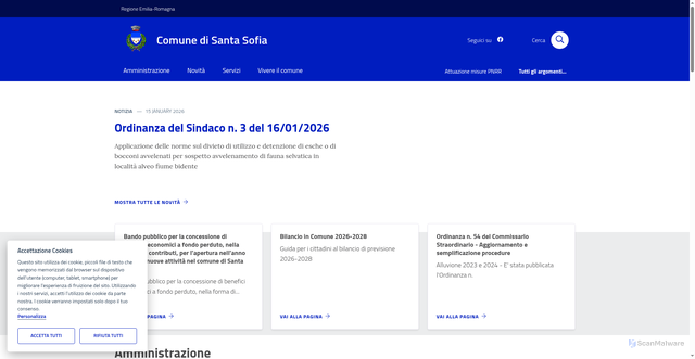 Security scan screenshot of https://www.comune.santa-sofia.fc.it/