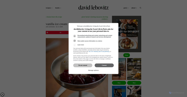 Security scan screenshot of https://www.davidlebovitz.com/vanilla-ice-cream/