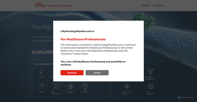 Security scan screenshot of https://lillyloxooncologypipeline.com